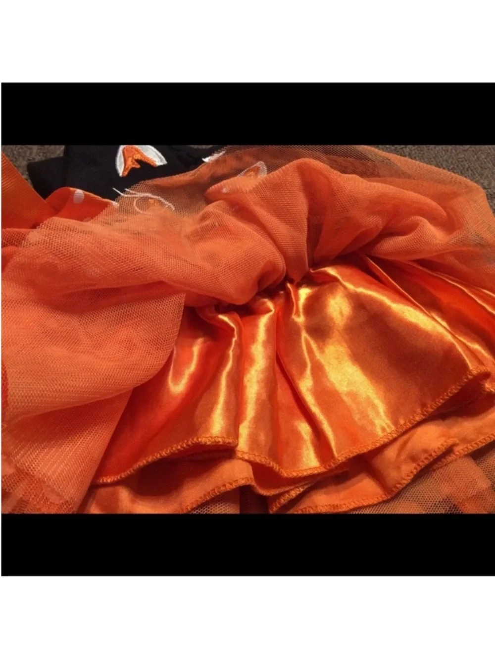 RARE EDITIONS Cute Black And Orange Appliqué Cat HALLOWEEN Tutu Costume Dress